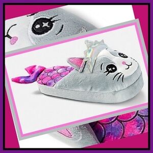 Justice ✦ Meow-Maid Slippers ✦ Kitty Mermaid Pink Plush House Shoes NWT